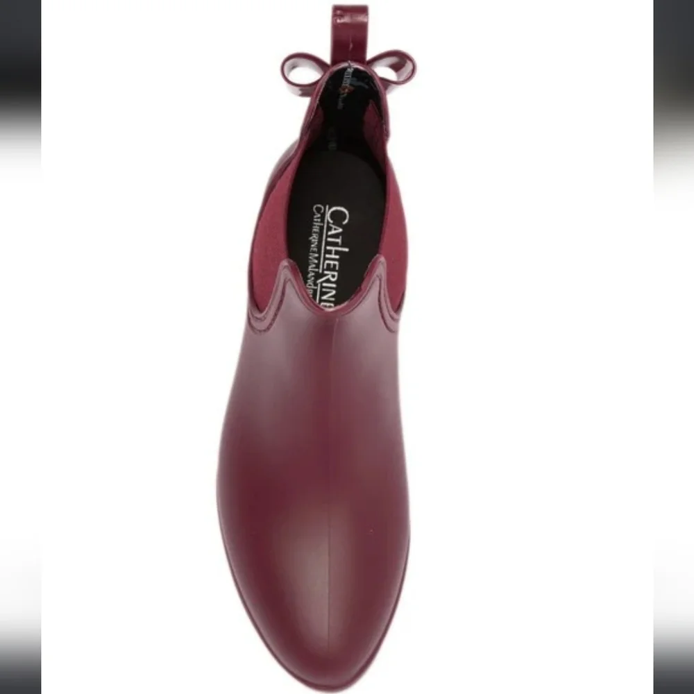 Catherine Malandrino Plum Chelsea Briellie Rainboots Bows Burgundy Feminine 39 8